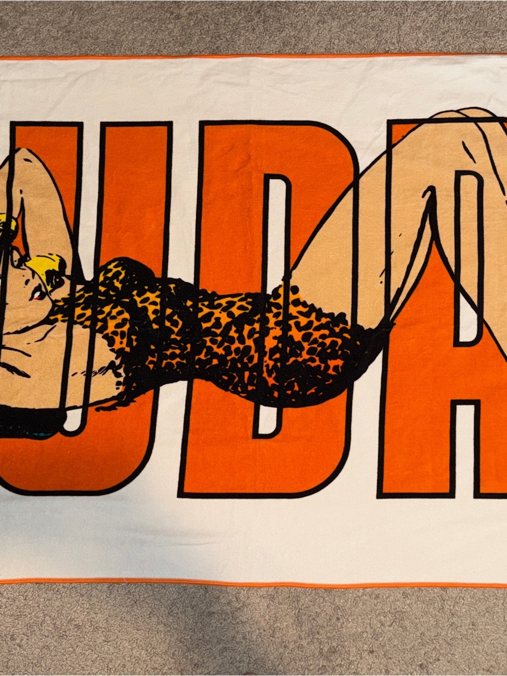 Graphic Orange Pin-Up Beach Towel - Bold Retro Design